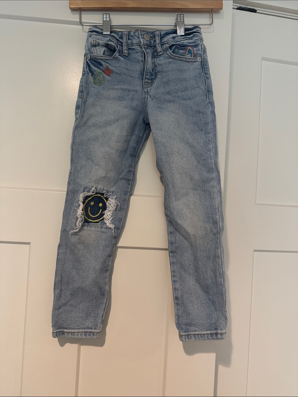 Girls Denim Jeans with embroidery and knee patch! Size 6